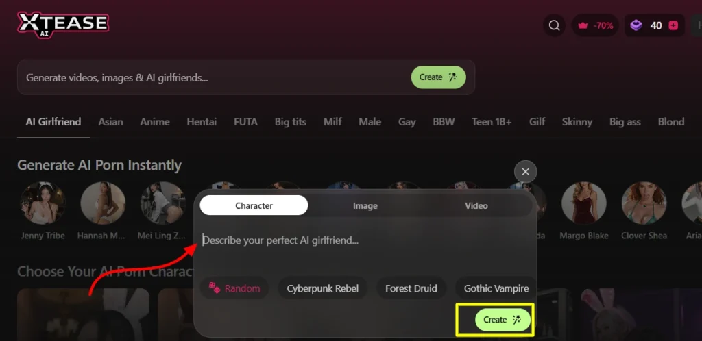 Custom AI Character Creator XTease AI