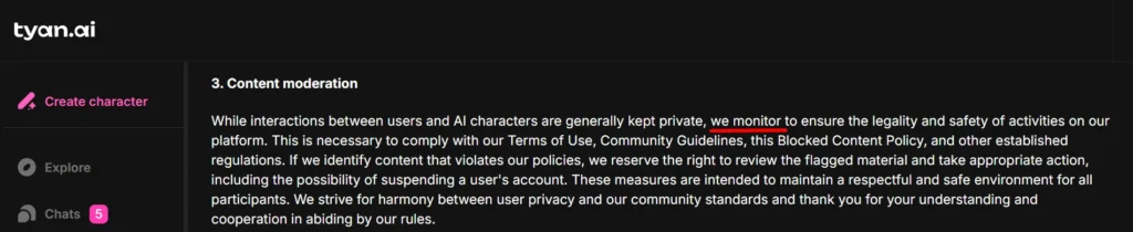 Tyan AI Chat Monitoring Policy